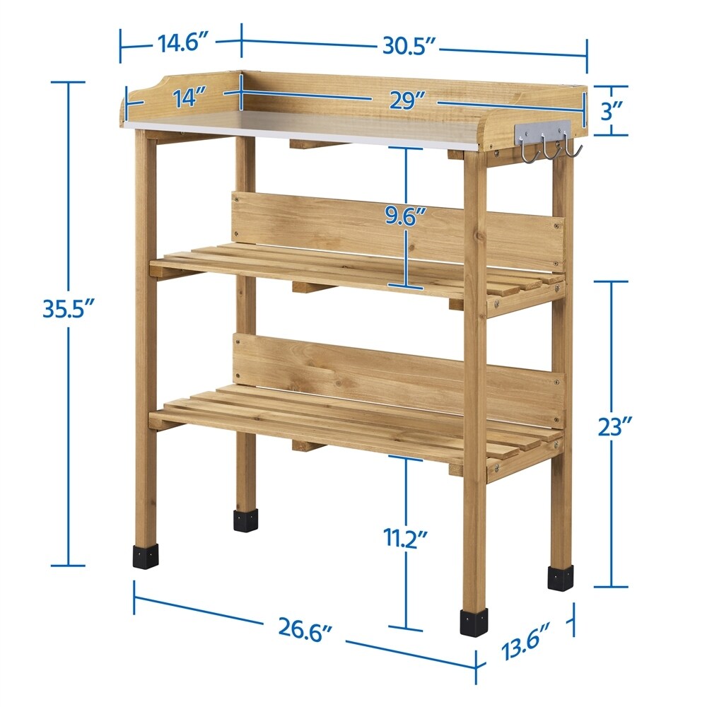 Yaheetech Outdoor Potting Bench Table Station with Storage Shelf