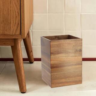 Acacia Free Standing Square Waste Basket 2 Gallons (7.5 Liters) Brown 6512167