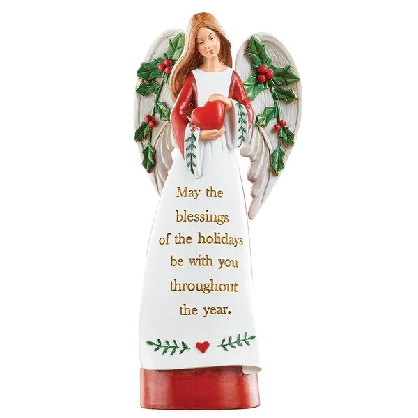 Sentiment Holiday Angel Figurine Holding a Heart