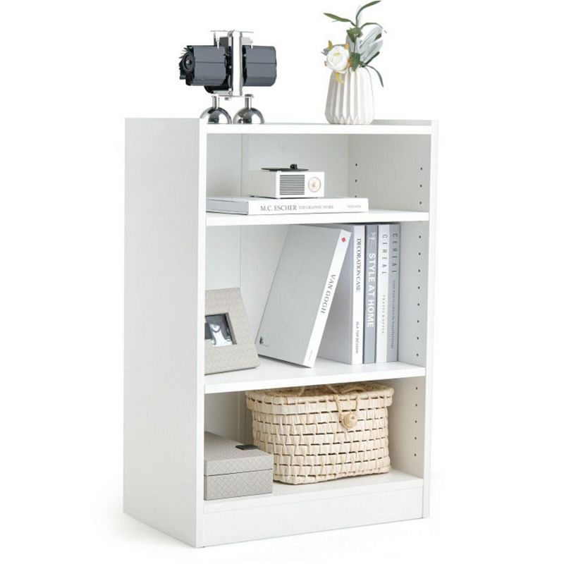 Hivago 3-Tier Bookcase Open Display Rack Cabinet with Adjustable Shelves-White