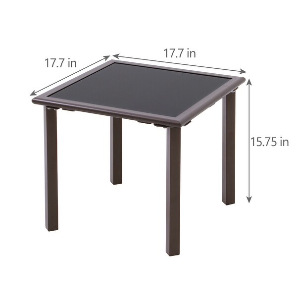 VredHom Outdoor Patio Square Side/End Table with Tempered Glass Top