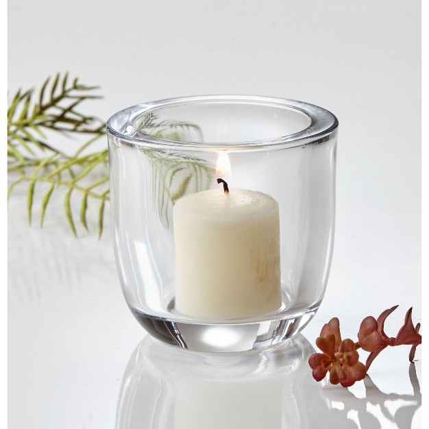 Tagltd Classic Tealight Holder Clear Glass Candle Holder 3 14l X 3 14w X 3 07h Inches