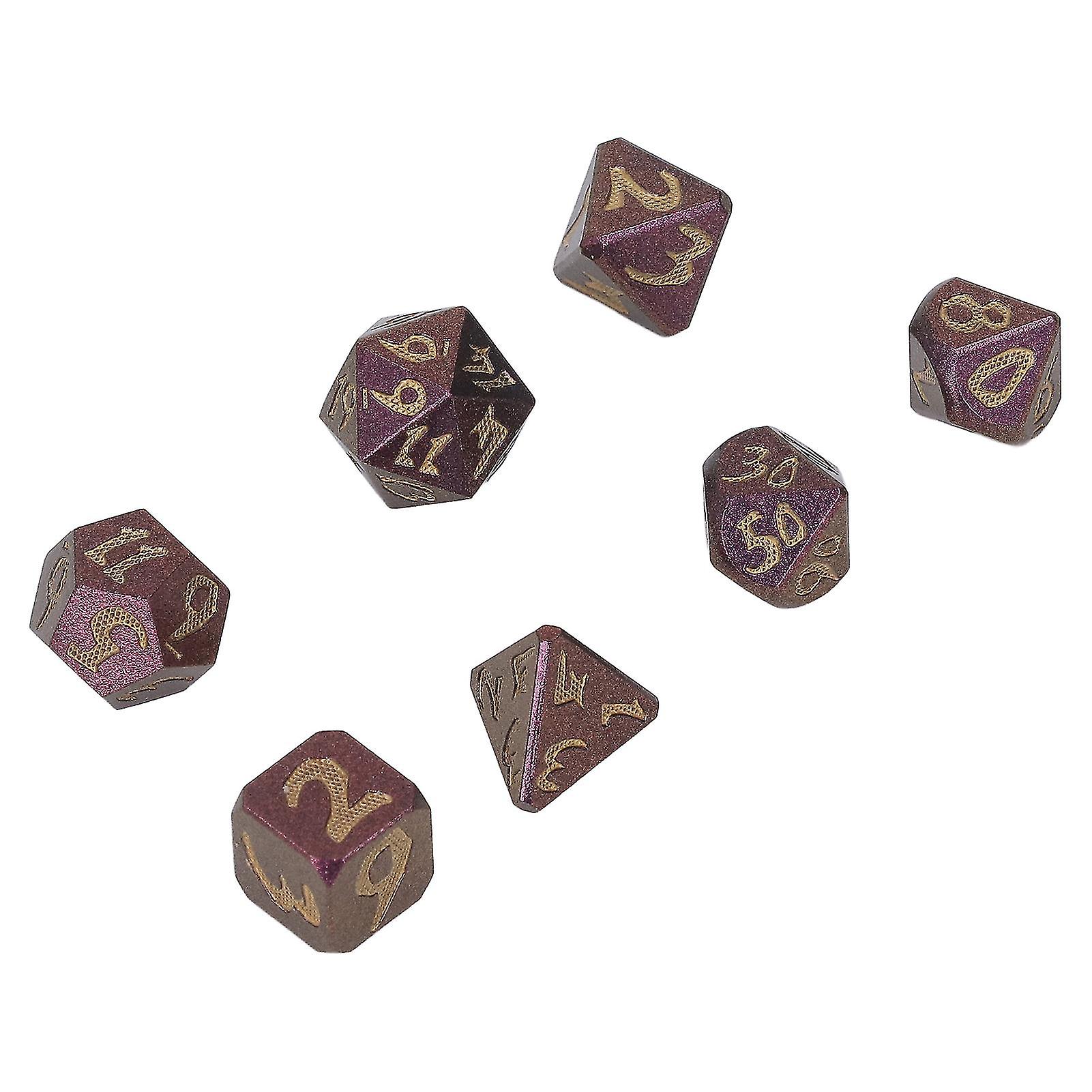 7pcs Polyhedral Dice Set Metal Exquisite Funny Role Playing Game Dice Props for Holidau Party