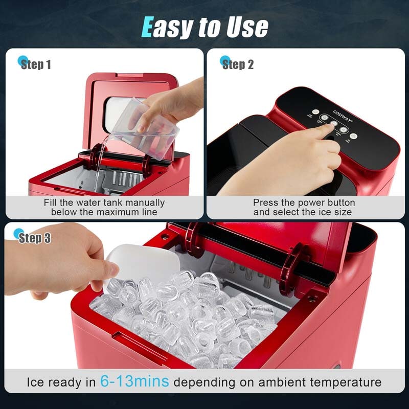 33LBS/24H Portable Ice Maker Countertop Auto Self-Cleaning Ice Machine with Scoop and Basket