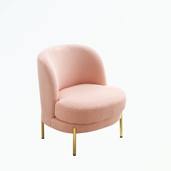 Accent Chair Upholstered Curved Backrest with Golden Adjustable Legs