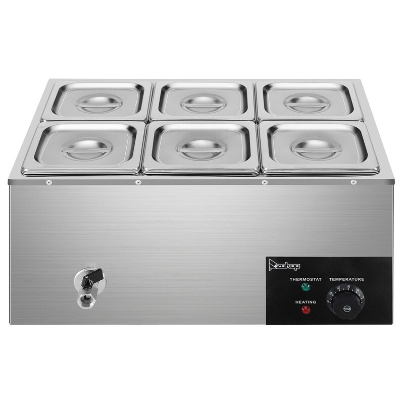 ZOKOP 1200W 19Qt Stainless Steel Small Six Plates Heating Food Warmer