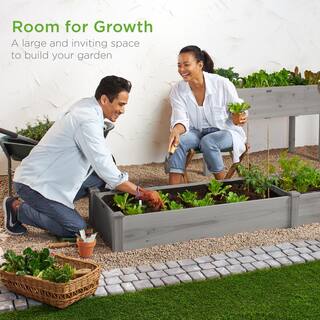 Best Choice Products 8 ft. x 2 ft. Wood Raised Garden Bed - Gray SKY6628