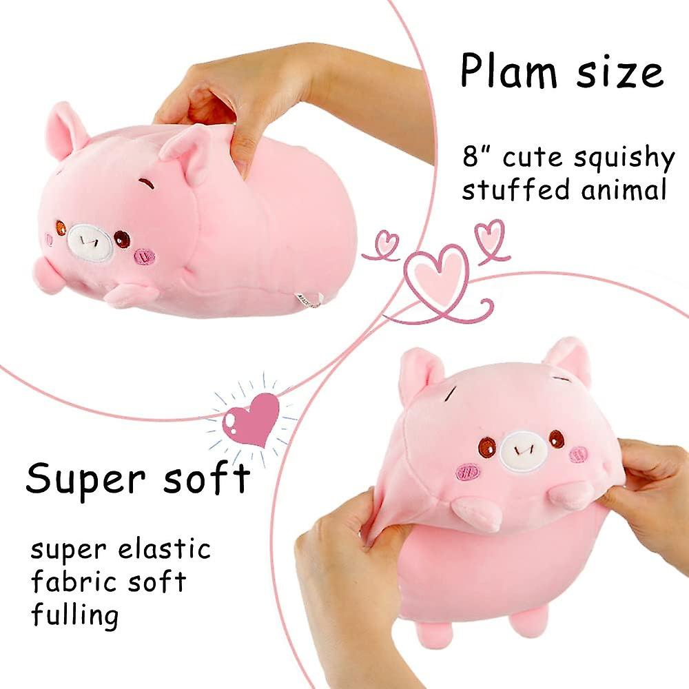 8 Inch Cute Pink Pig Plush Stuffed Animal Cylindrical Body Pillow，super Soft Cartoon Hugging Toy， Kids Sleeping Kawaii Pillow