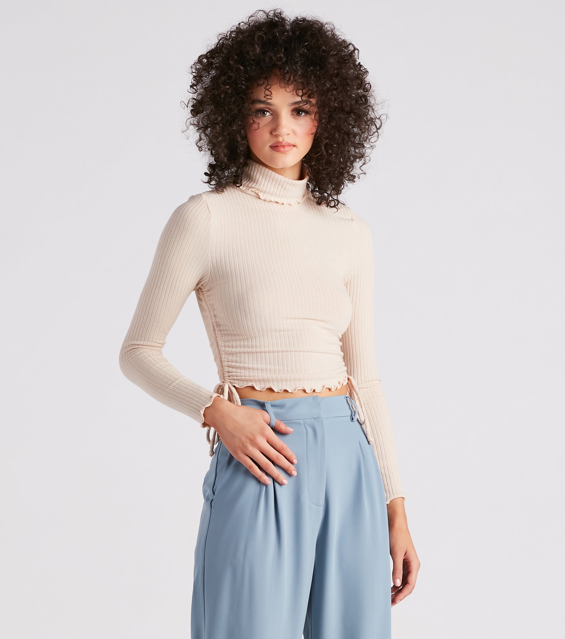 Sweet Day Turtleneck Knit Crop Top