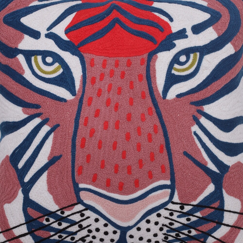 Sevita Coral Red/Ensign Blue Transitional Animal Print Cotton Throw Pillow  20\