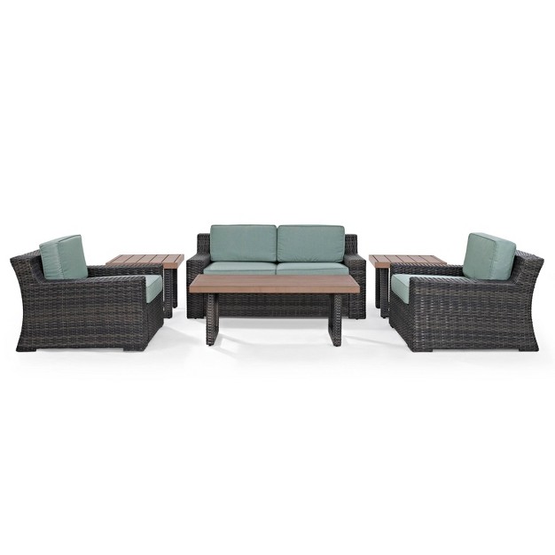 Beaufort 6pc Outdoor Wicker Conversation Set Mist Crosley