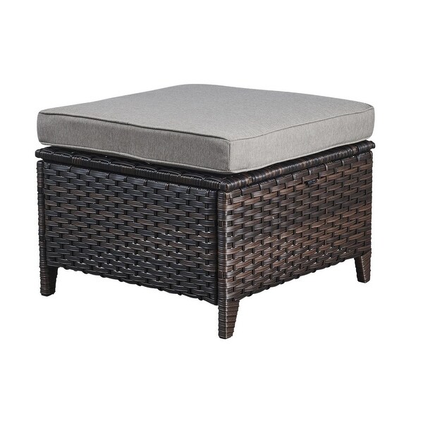 2 Piece Outdoor Ottoman Wicker Patio Ottomans