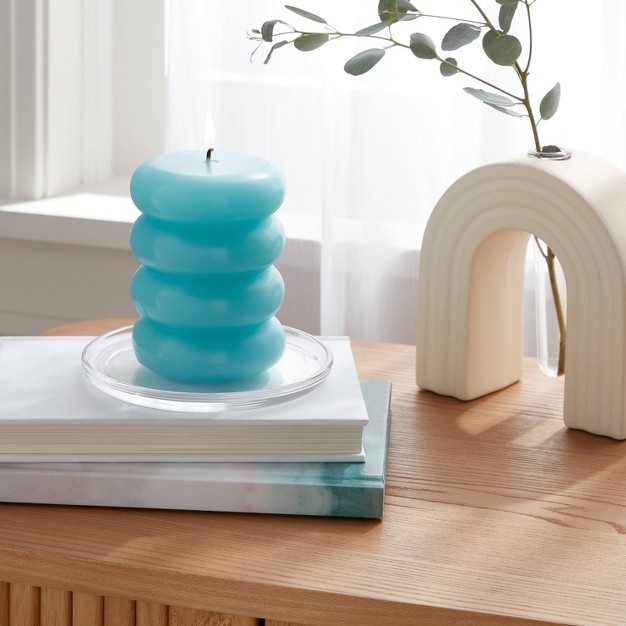 Shaped Pillar Candle Stacked Blue