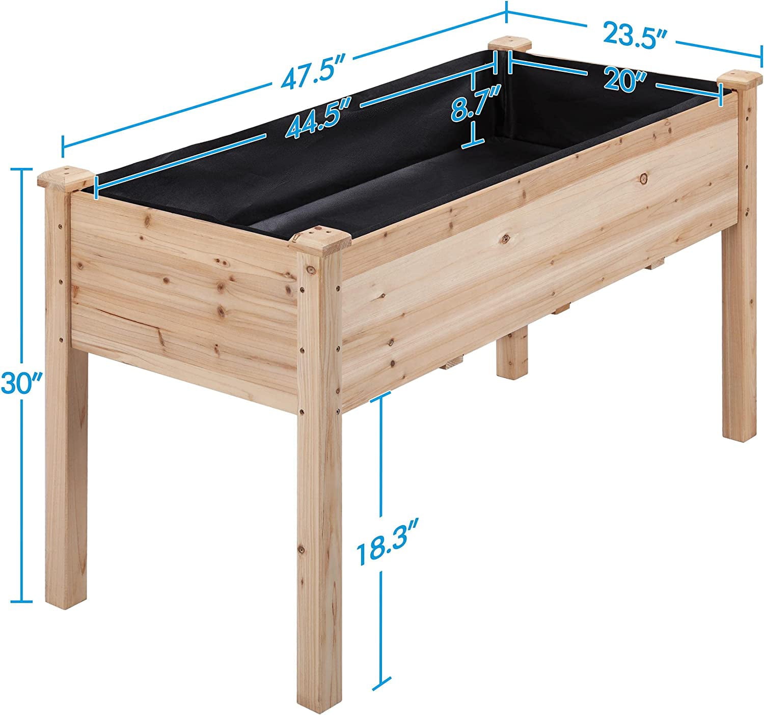 Raised Garden Bed 48x24x30in Elevated Wooden Planter Box with Legs Standing Growing Bed for Gardening/Backyard/Patio/Balcony