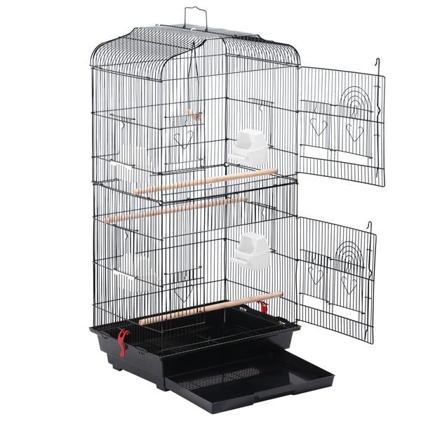 Yaheetech Large Metal Bird Cage Budgie Parrot Canary Cockatiel 18x14x36’’ Black