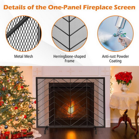 Costway 38 x 31 Inch Single Panel Fireplace Screen...