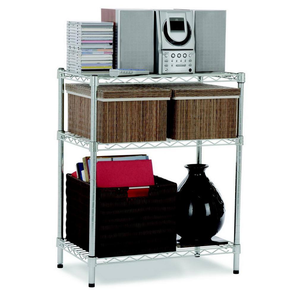 HDX 3-Tier Steel Wire Shelving Unit in Chrome (24 in. W x 30 in. H x 14 in. D) 31424PS-1