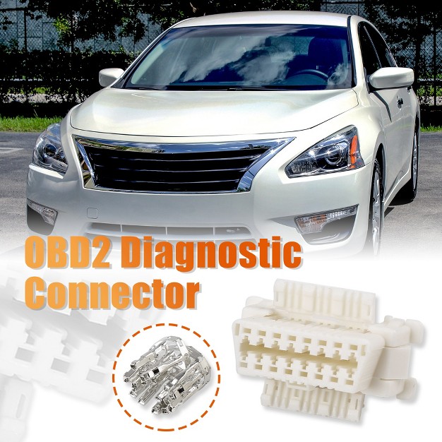 Unique Bargains Obd2 Diagnostic Connector Female Socket W 16 Terminal For Toyota Kia Nissan White