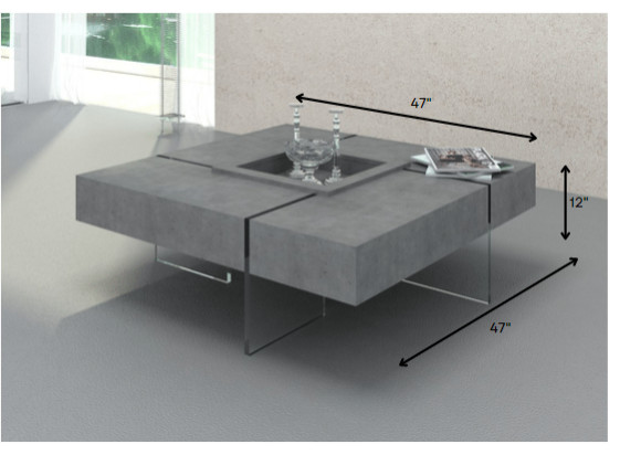 Modern Gray Faux Concrete and Glass Floating Coffee Table   Contemporary   Coffee Tables   by HomeRoots  Houzz