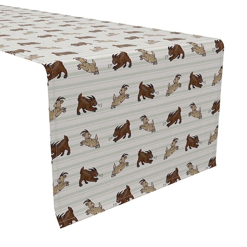 Table Runner， 100% Cotton， 16x72， Jumping Goats