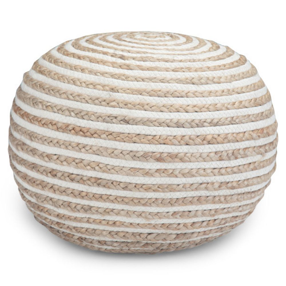 Simpli Home Yolanda Contemporary Round Pouf - Natural Jute