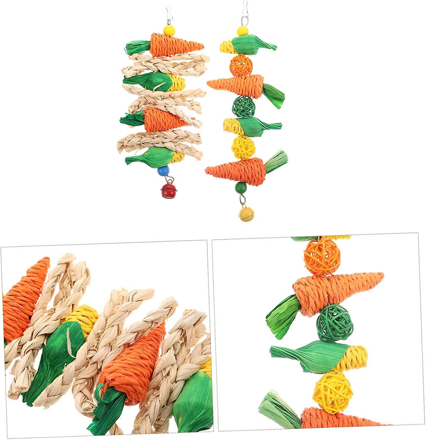 6 Pcs Hamster Chews Cleaning Toys Sports Snacks Chew Toys Bunny Tooth Chew Toys Rabbit Carrot Toy Hay Grass Balls Small Pet Toy Bunny Comforting Toys