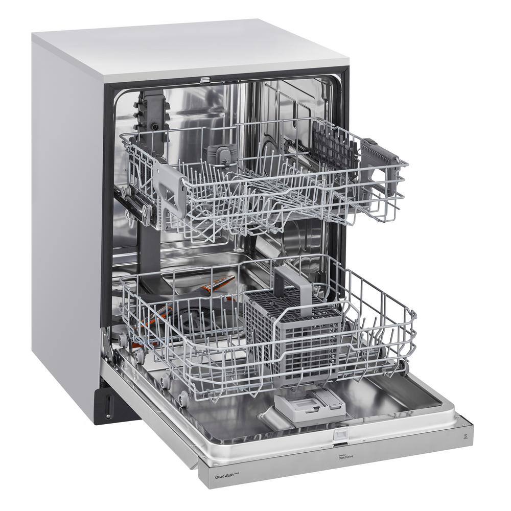 LG 24 in. Stainless Steel Front Control Built-In Dishwasher with Stainless Steel Tub Quadwash Dynamic Dry ADA 48 dBA ADFD5448AT