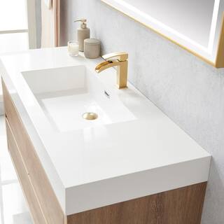 ROSWELL Palencia 48 in. W x 20 in. D x 24 in. H Single Sink Bath Vanity in N.American Oak WWhite Composite Stone Top and Mirror 803148-NO-WH