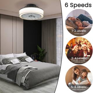 ANTOINE 16 in. Indoor Smoky Gray Low Profile Ceiling Fan with Dimmable LED Light Flush Mount Bedroom Ceiling Fan with Remote HD-FSD-15