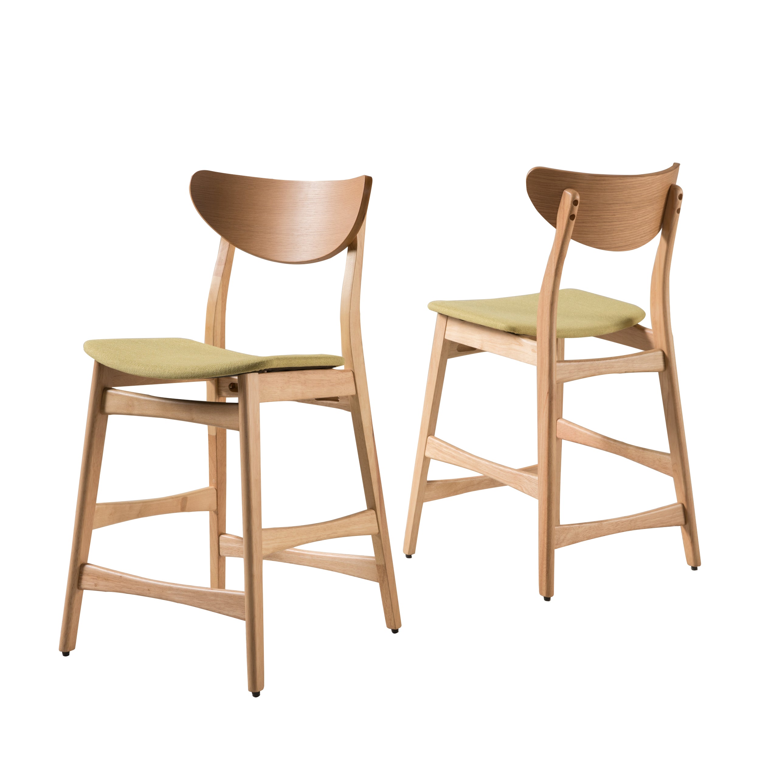 Molle Oak Finish Mid Century Design 24-Inch Counter Stools (Set of 2)