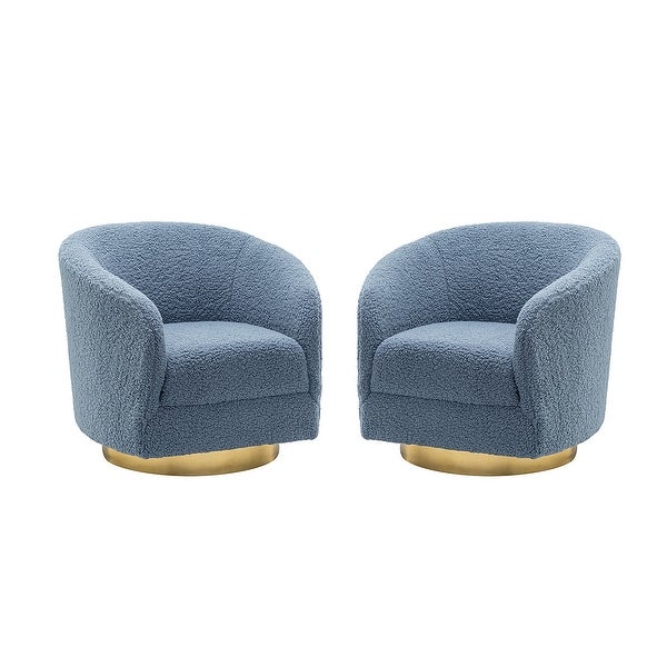 Eleuterio Contemporary Upholstered Swivel Accent Barrel Chair with Metal Base Set of 2 by HULALA HOME