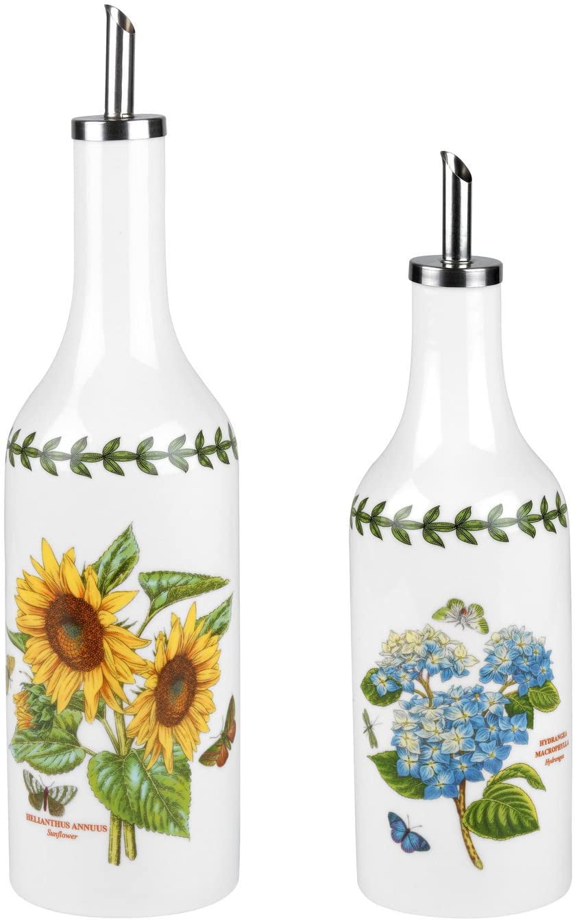 Portmeirion Botanic Garden Sunflower and Hydrangea Oil and Vinegar Drizzler Set