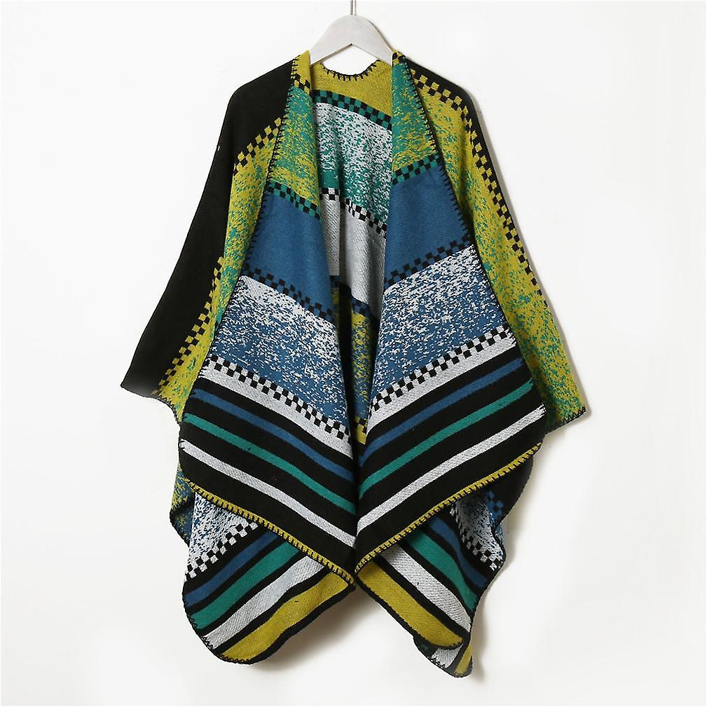 Women's Warm Shawl Wrap Lady Poncho Pashmina Cardigant Blanket With Stitched Edge Ethnic Style