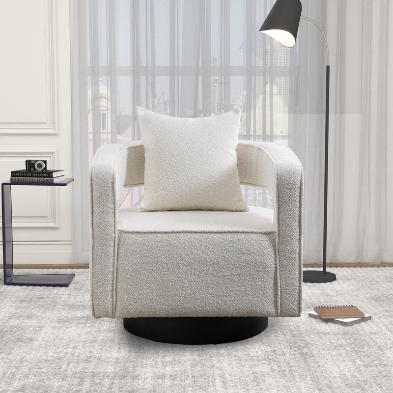 Leisure Swivel Accent Chair With Open Back and Pillow