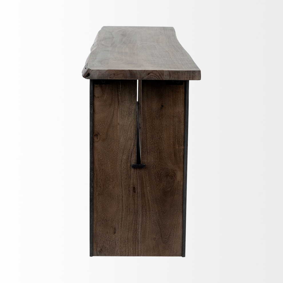 Ledger II Medium Brown Live Edge Solid Wood Console Table   Transitional   Console Tables   by HedgeApple  Houzz