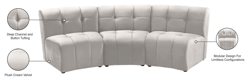 Limitless Modular Velvet 1 Piece Sectional   Transitional   Sofas   by Meridian Furniture  Houzz