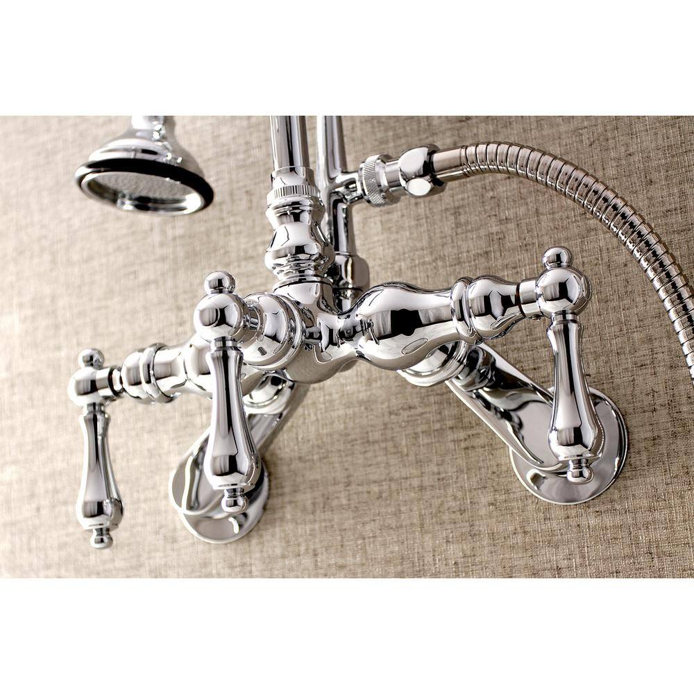 Kingston Brass Vintage Adjustable Center 3-Handle Claw Foot Tub Faucet with Handshower in Chrome HAE302T1