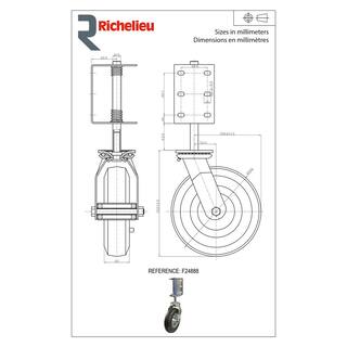 Richelieu Hardware 8-78 in. (226 mm) Black Non-Braking Pneumatic Gate Swivel Stem Caster with 220 lb. Load Rating F24888