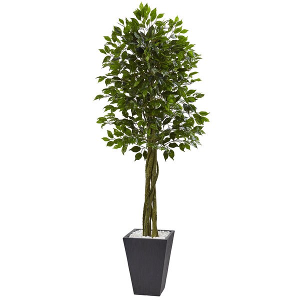 Nearly Natural Grey 6.5foot Ficus Tree Indoor or Outdoor Planter