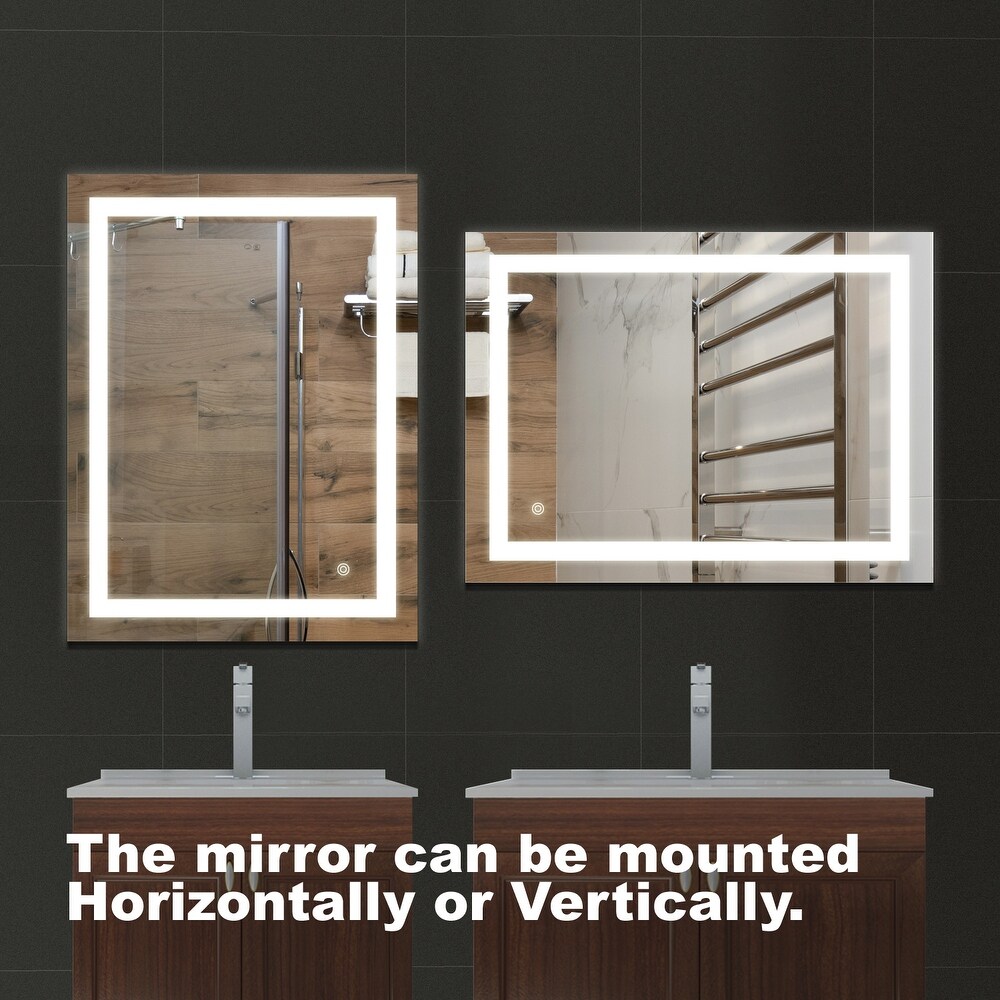 Anti Fog Led Light Bathroom Vanity Mirror with Brightness Adjustment Dimmable Touch Wall Switch Control