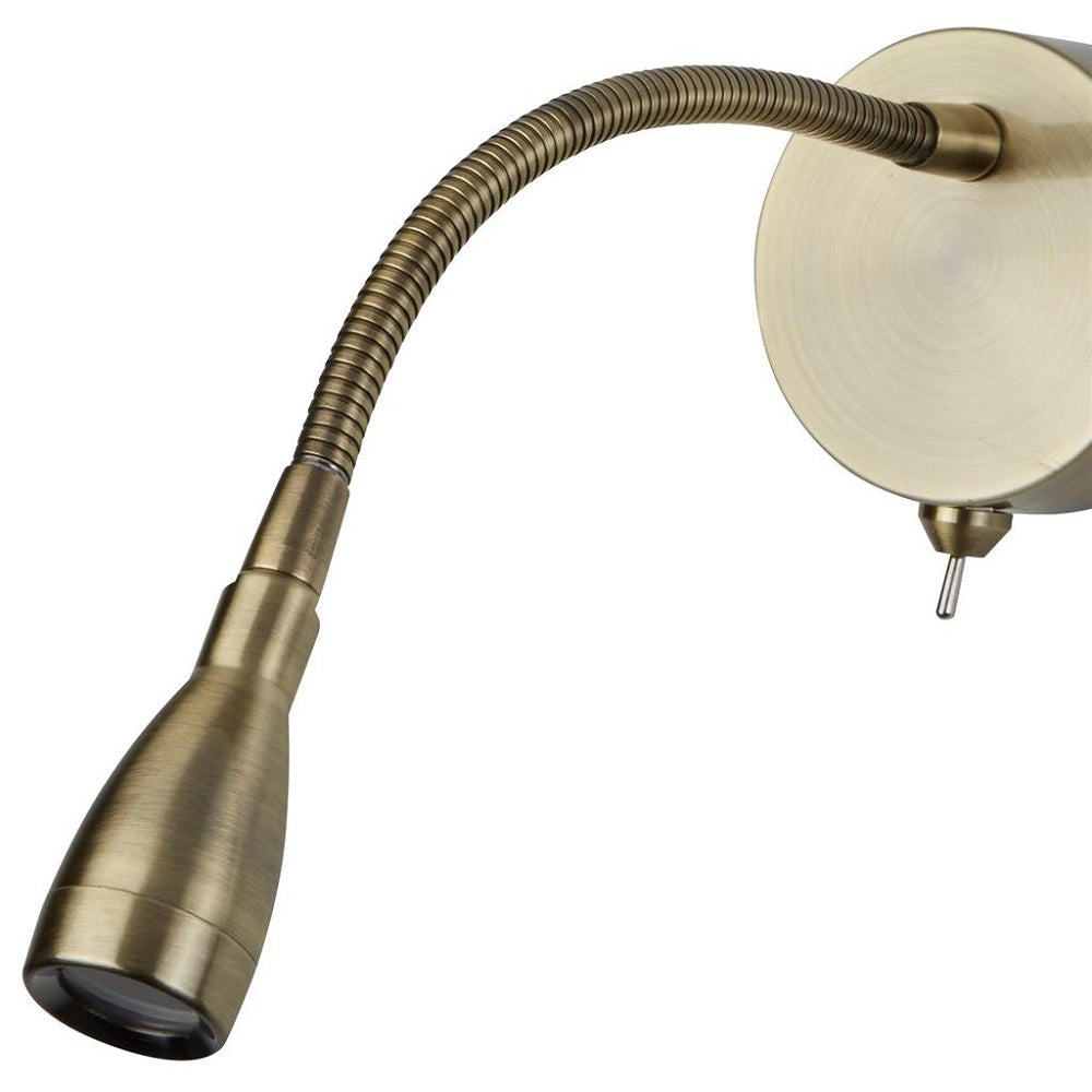 Britalia BR9917AB LED Antique Brass Modern Flexible Switched Reading Wall Light