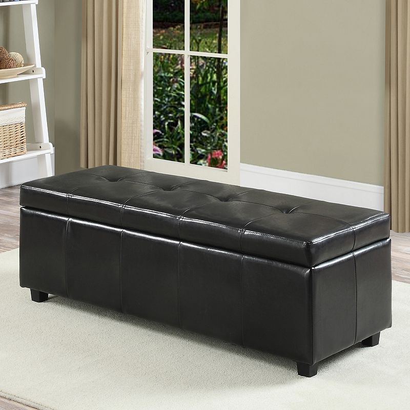 Simpli Home Castleford Transitional Storage Ottoman