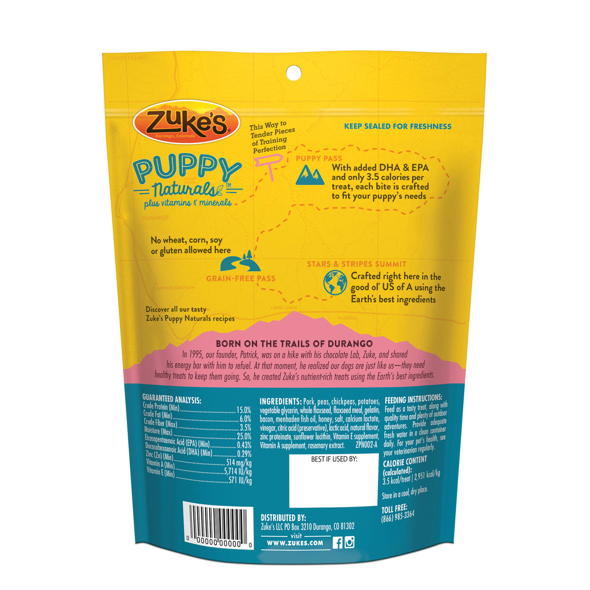 Zukes Naturals Pork  Chickpea Recipe Puppy Treats， 5 oz.