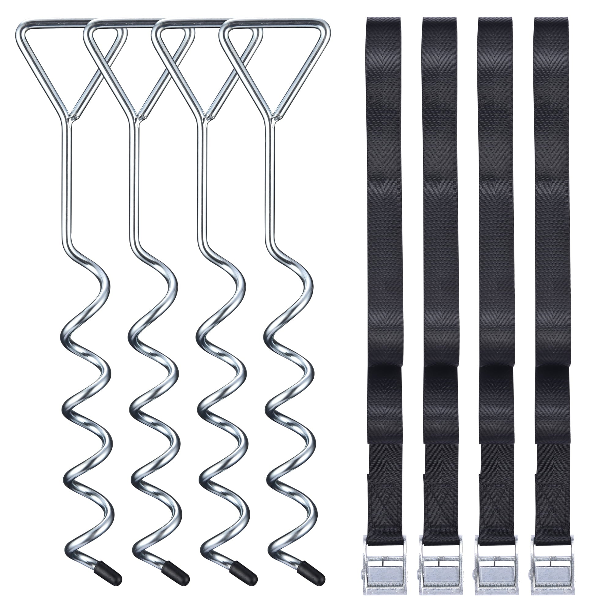 Yescom Universal Trampoline Tie Down Anchor Kit Galvanized Steel Stakes Straps Outdoor