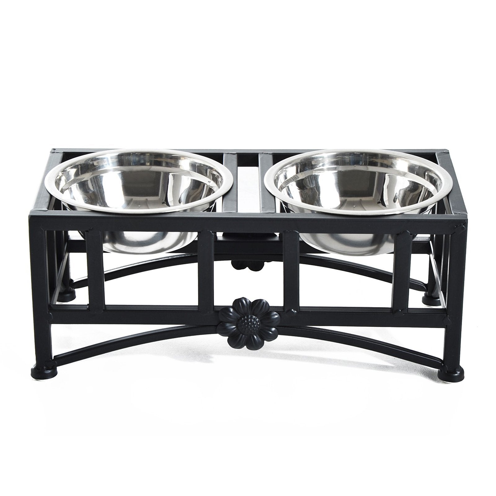 Pawhut Elevated Double Stainless Steel Bowl Dog and Cat Feeder