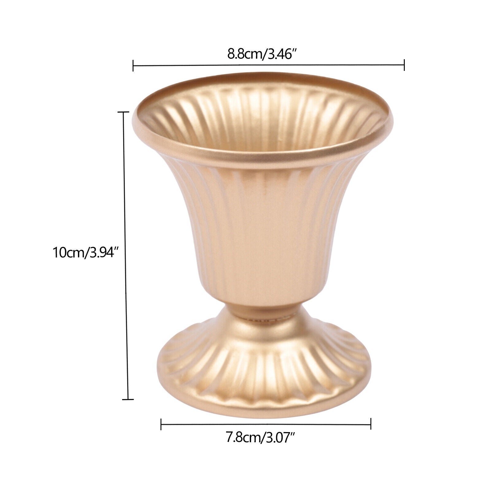 Oukaning 10 Pcs Metal Flower Vase Flower Trumpet Vase Centerpiece Tabletop Floral Vases Decor Wedding Home Decor Golden