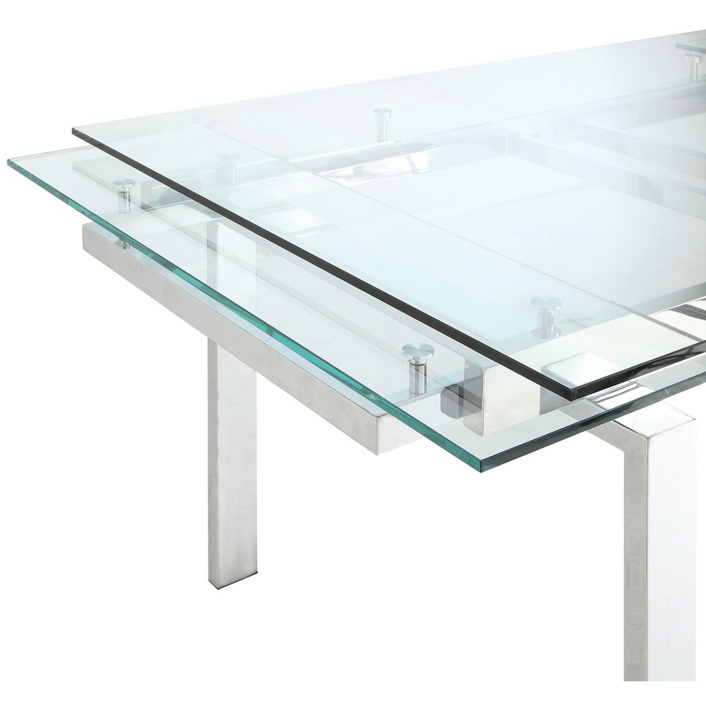 Modern Design Expandable Glass Top Dining Set