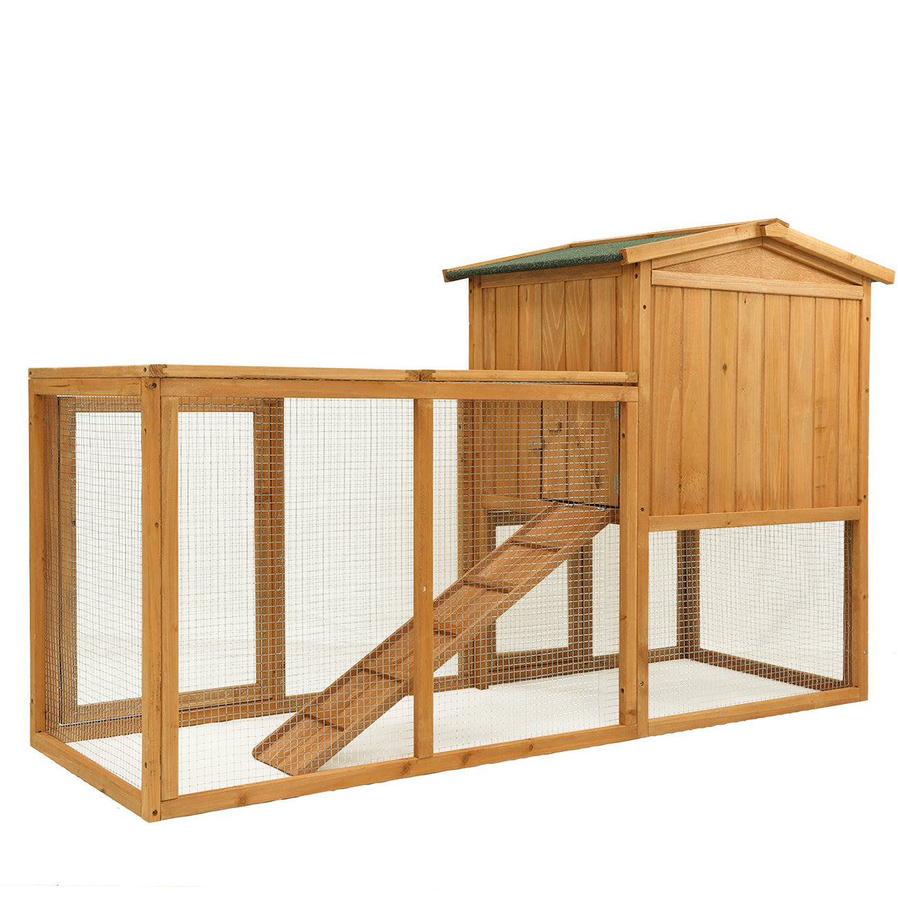 Bibana Chicken Coop Large Wooden Outdoor Bunny Rabbit Hutch Hen Cage with Ventilation Door， Removable Tray and Ramp Garden Backyard Pet House Chicken Nesting Box