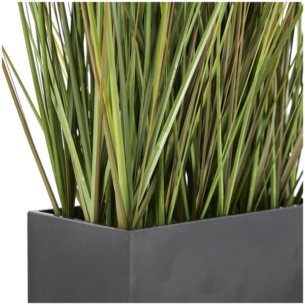 Faux Foliage Onion Grass Artificial Plant with Black Rectangular Plastic Pot