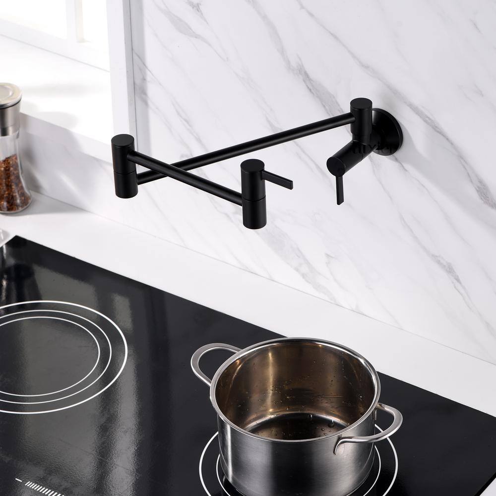 LUXIER Contemporary 2-Handle Wall-Mounted Pot Filler in Matte Black KTS17-TM-V